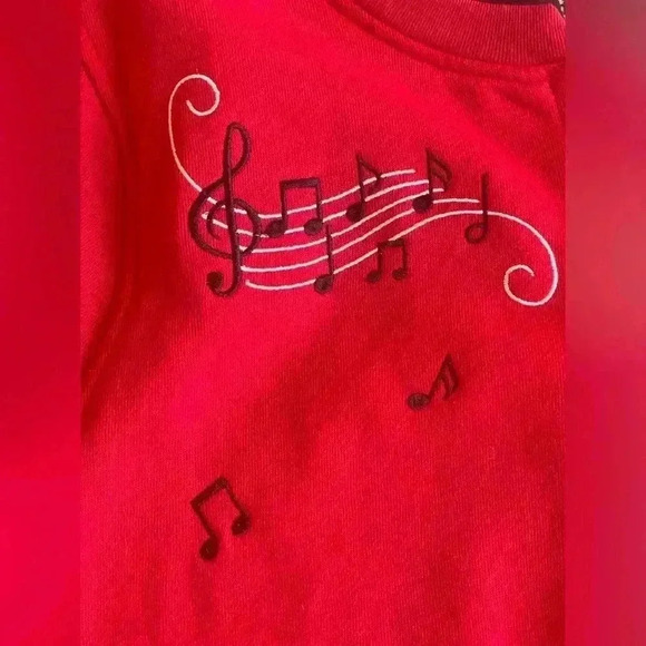 C&K Designs Music Notes Fleece Cardigan Jacket Double Crew Neck Button Front Med - Picture 6 of 11